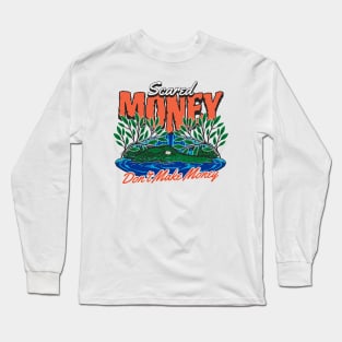 Vintage Scared Money Don't Make Money // Florida Swamp Blue & Orange Alligator Long Sleeve T-Shirt